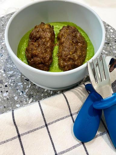 Spinach and Cannellini Bean Puree with Beef Koftas