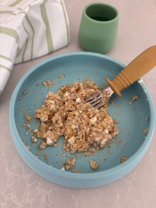 Banana + Cottage Cheese + Oat Mash - Starting Solids