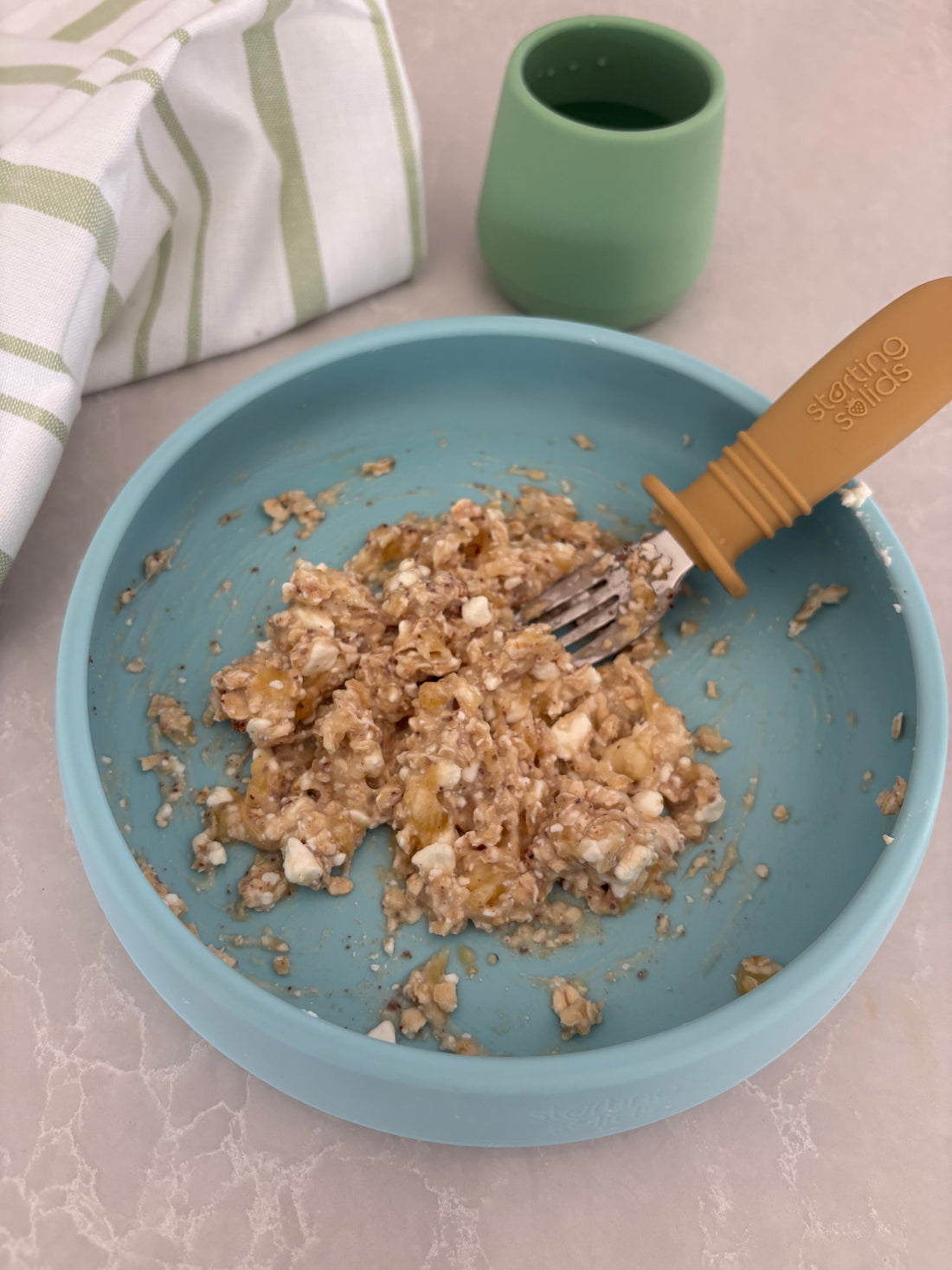 Banana + Cottage Cheese + Oat Mash - Starting Solids