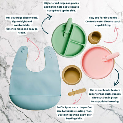 Deluxe starting solids starter set with each item listed.