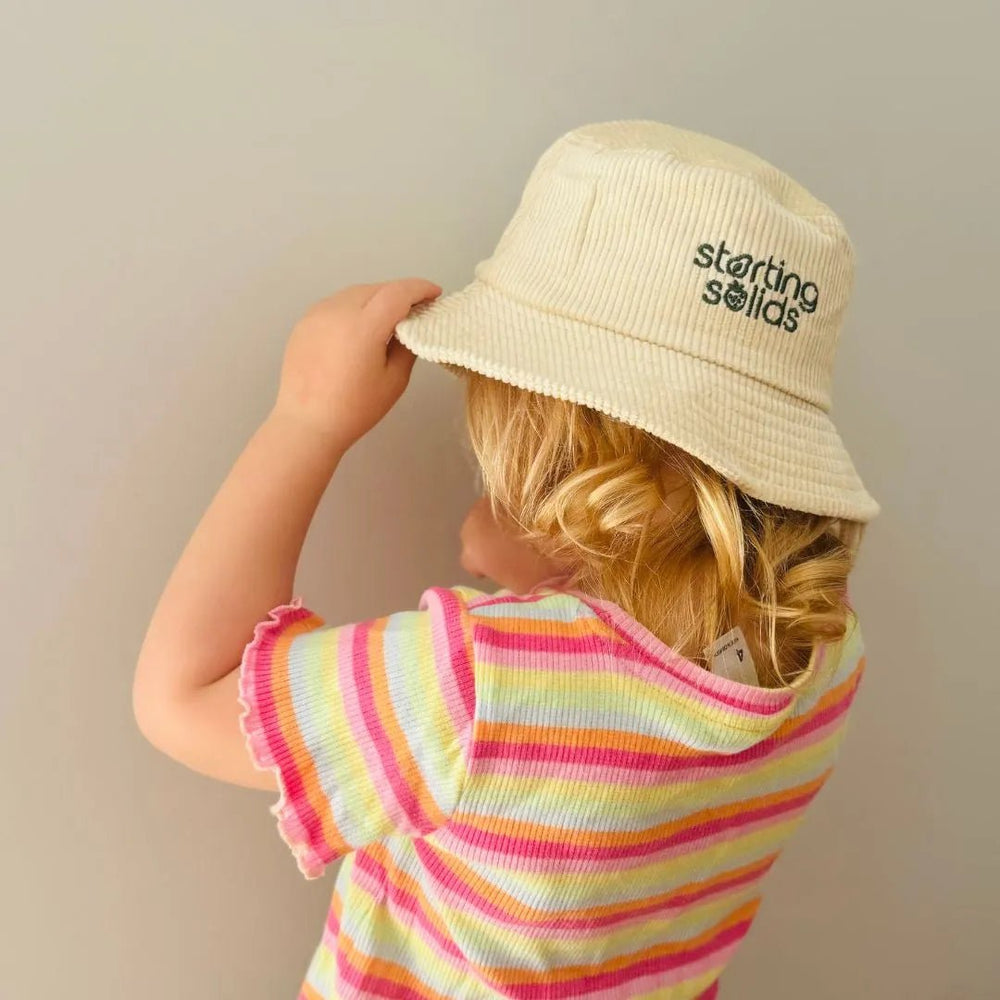 Starting Solids Corduroy Hat in use