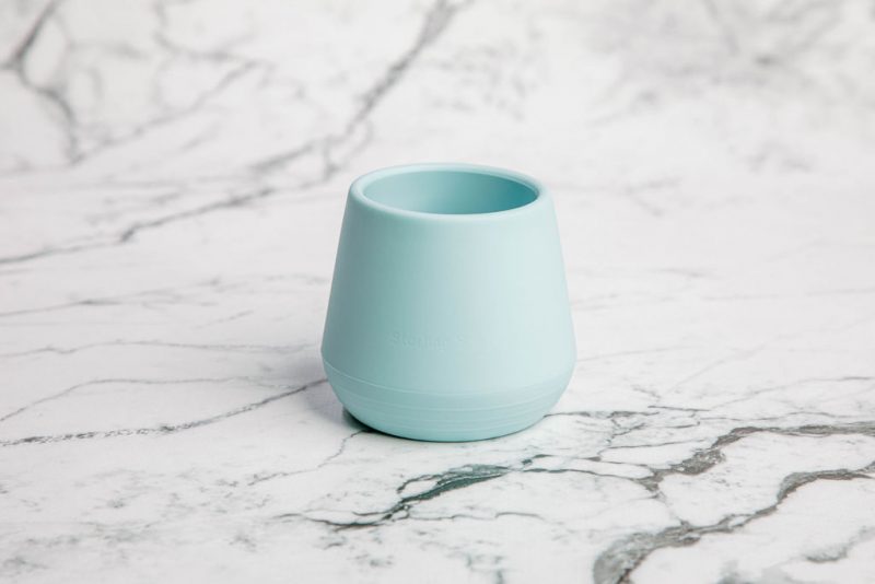 Bubbie Cup by Starting Solids Australia in 'Blue Lemonade' on a marble bench