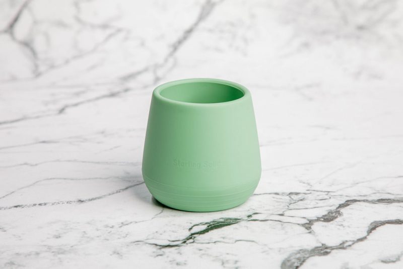 Bubbie Cup by Starting Solids Australia in 'Mint Crisp' green on a marble bench