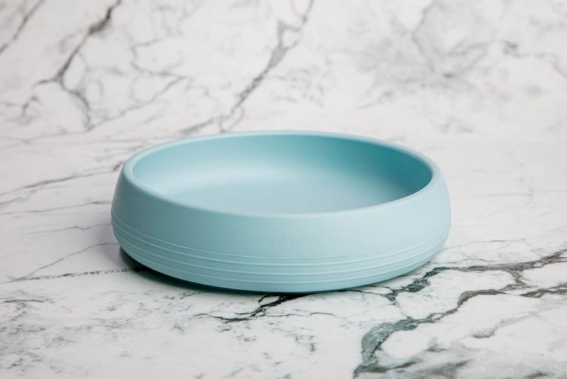 Suckie Scoop Plate by Starting Solids Australia in 'Blue Lemonade' on a marble bench