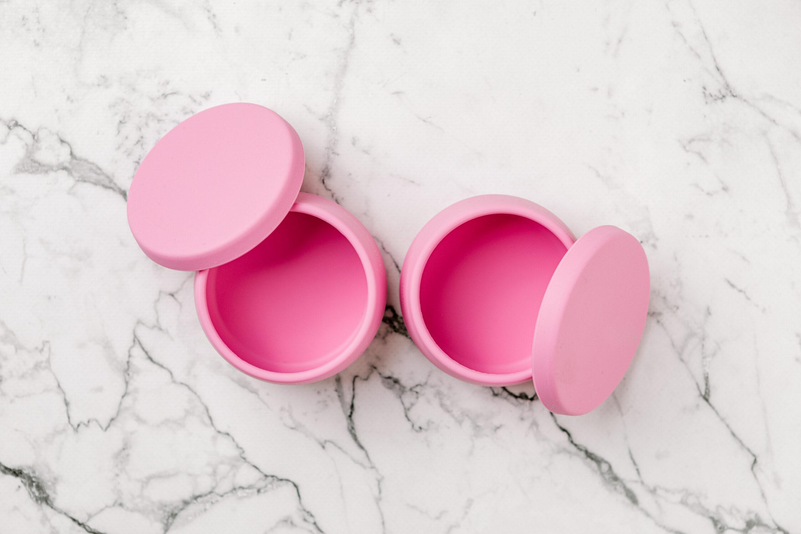 Pink silicone Suckie Scoop Mini Bowl Set ™ by Starting Solids Australia
