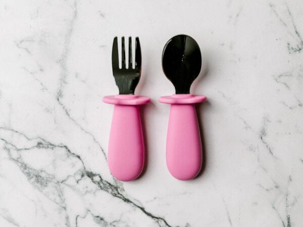Pink Toddler Silvies (baby cutlery) by Starting Solids Australia