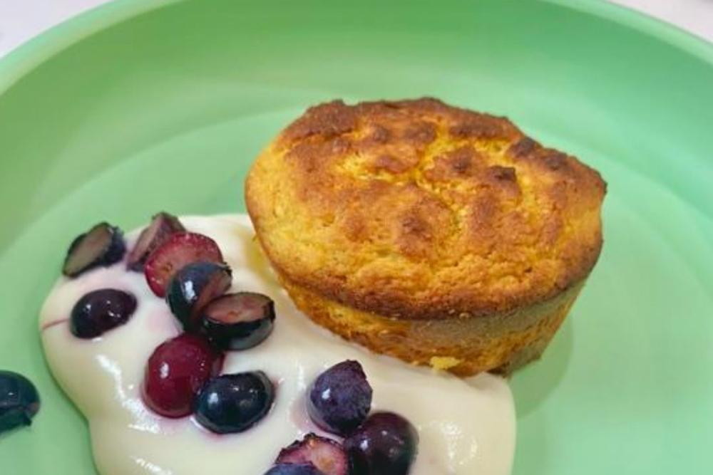 Orange and Almond muffin with grapes and yoghurt by Starting Solids Australia