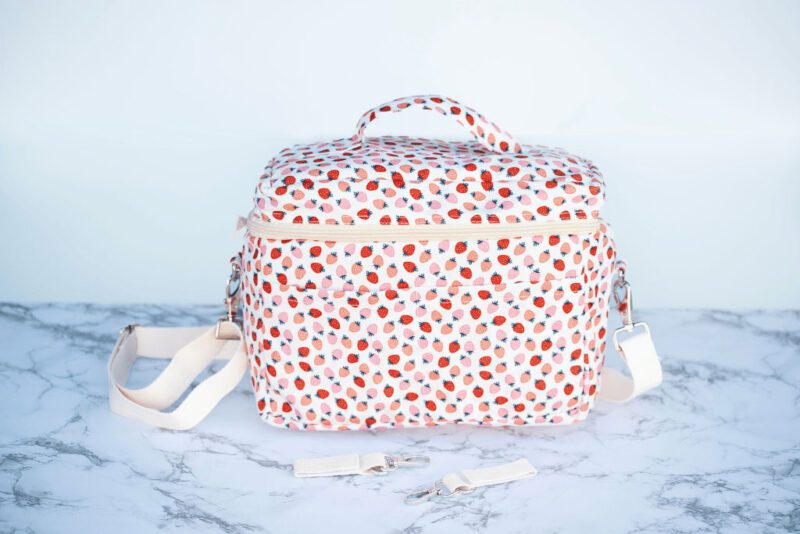 Starting Solids Australia's Insulated Pram Caddy in Strawberry Sundae print